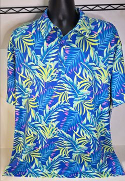 Birdie Bound Tropical Birdie Blue Golf Polo Mens 2XL