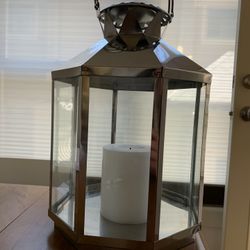 Pottery barn lantern  Polished Nickel