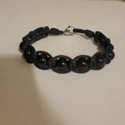 Natural Gemstone Bracelet w/ Stainless Steel Clasp for Men