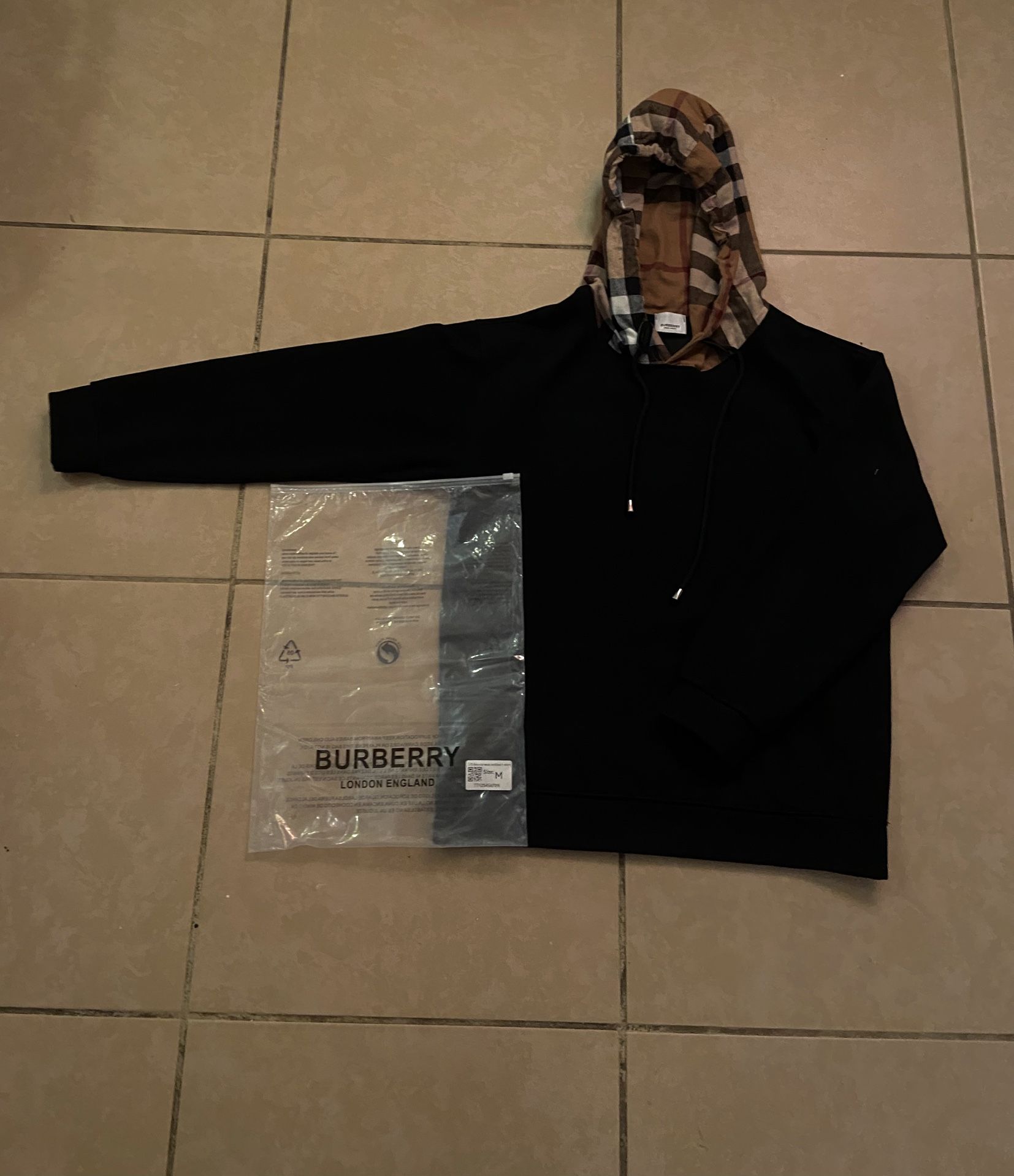 Black Burberry Print Hoodie