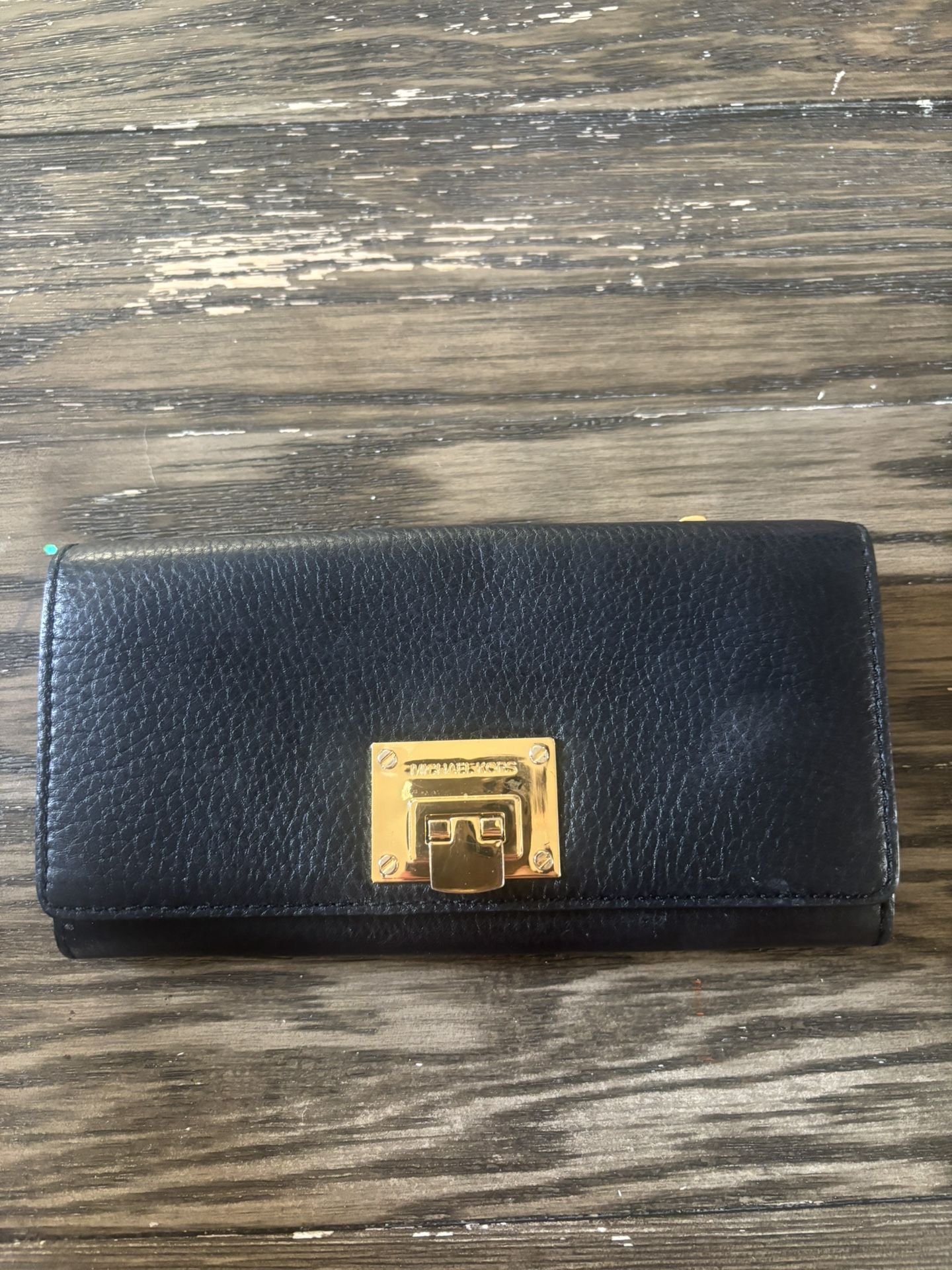 Michael Kors Black Leather Wallet – Gold Hardware