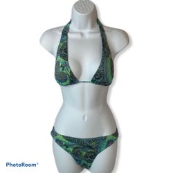 Xhilaration Bikini Paisley Halter 2 Piece Medium M