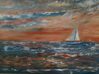 Sunset Sail..oils on canvas 36x24 framed