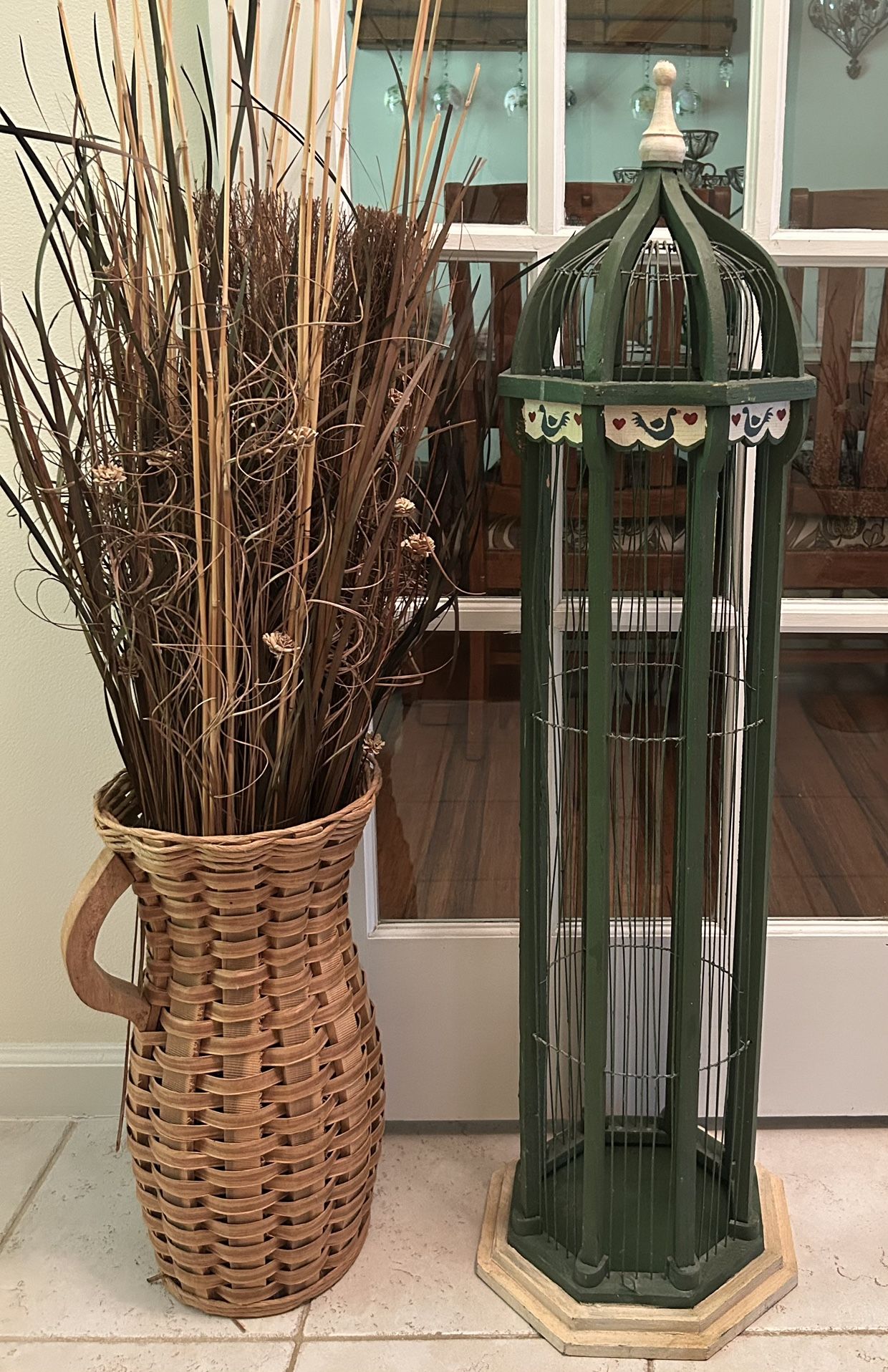 Vintage 42" Tall Wooden Decorative Bird Cage