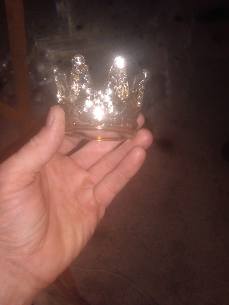 Glass Crown Ashtray Or Junk Holder 