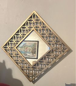 Gold Geometric Lattice Wall Mirror
