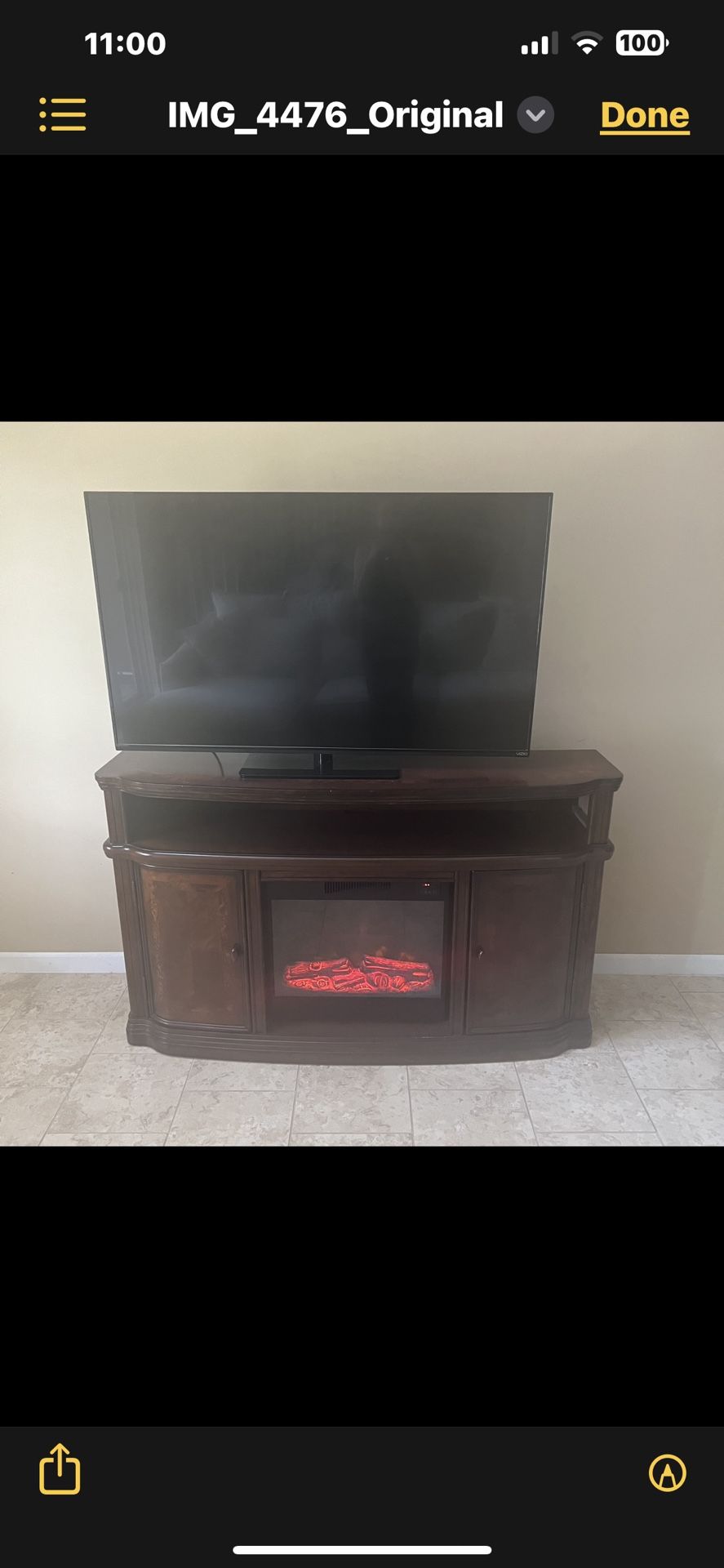 TV Stand With Electric Fireplace  TV Included 