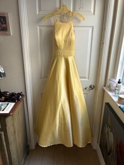 Yellow Satin Formal Ball Gown