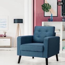 Cost way Blue Rubber Wood Accent Armchair Single Sofa New 