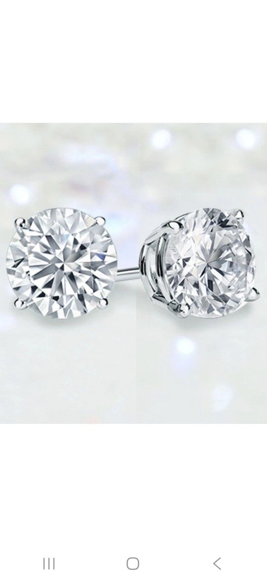 4 Ct Round Cut VS1/F Certified Lab Grown Diamond Stud Earrings 14K White Gold