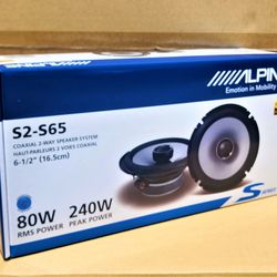 Alpine S Series 6 1/2" 2-Way Coaxial Speaker System 240 Watts 1-Pair S2-S65 🚨 Payment Options Available 🚨 No Credit Needed 🚨