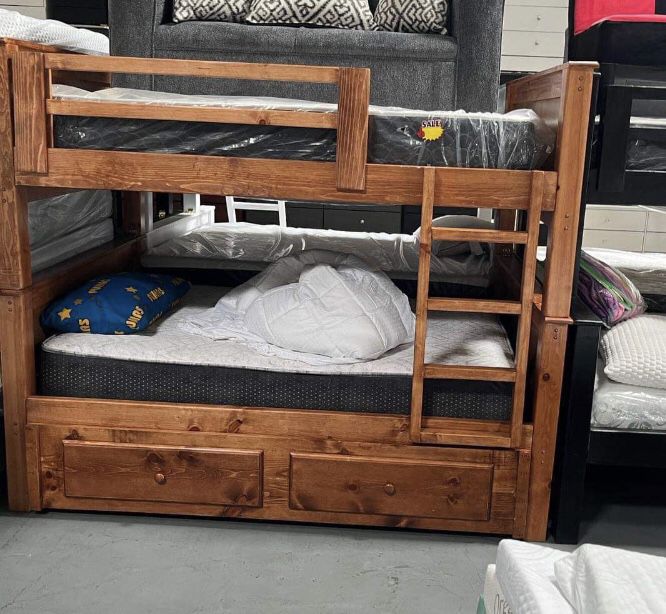 Bunk Bed Pinewood Mattress Deluxe Brand Include Twin Over Twin With Trundle Twin 