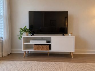 White Mid-Century Modern TV Stand