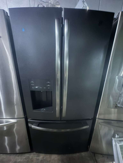 LG 3‑Door Refrigerator Black Stainless w/ Dispenser — Clean, Ready