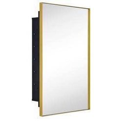 New in Box Recessed Mount 16x26'' Squared Rectangle Brushed Gold Bathroom Medicine Cabinet w/ Mirror