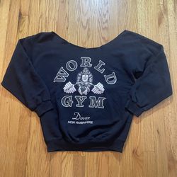 Vintage World Gym CrewNeck Sweatshirt L Double Sided New Hampshire Jumbo Neck