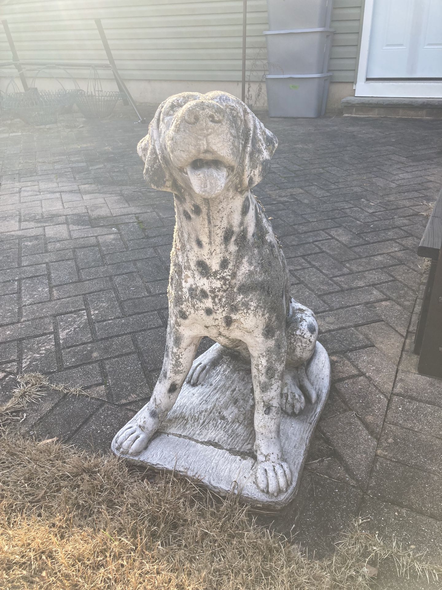 Vintage Large Cement Dog Dalmatian Statue