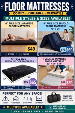 Full  Size Floor Mattresses Available – Multiple Styles & Thicknesses  Full Size Floor Mattresses available in several styles and thicknesses. These m
