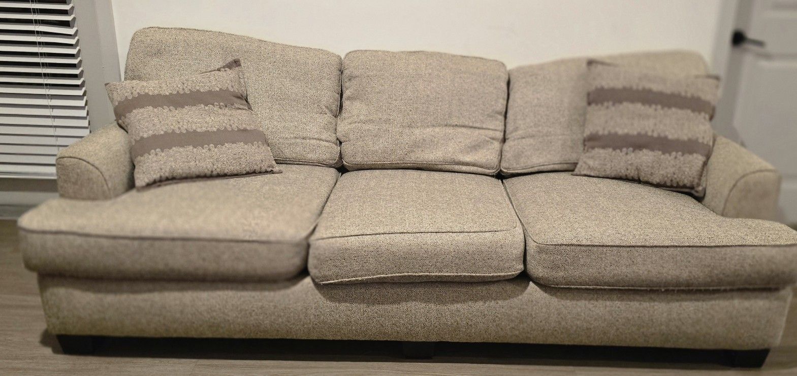 Comfy Beige 3 Seat Couch *Delivery Available*