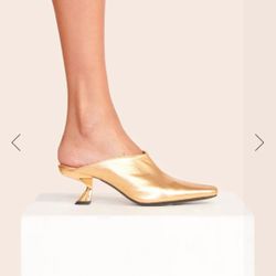 STAUD metallic leather mule. 38