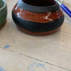 Handmade holder - ceramic, red and black