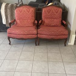 Antique Chair Set And Ottoman 