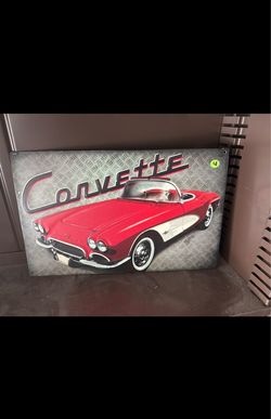 Classic Chevrolet Corvette Metal Wall Sign – Vintage Garage Decor