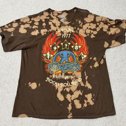 Aerosmith Tour 1977 Bleach Tie-Dye T-Shirt – Size XL – Rock Band Graphic