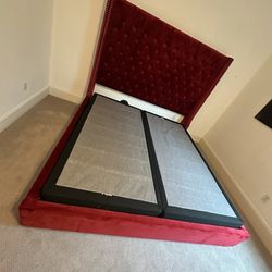 Red Velvet King Bed Frame 