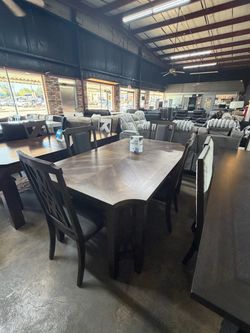 Dark Brown Dining Table with 6 Chairs