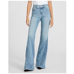 NEW Express women's size 4R mid rise light wash twist seam hyper sculpt '70s bell bottom flare jeans
