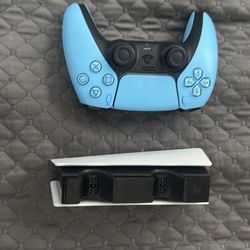 Blue PS5 and official charging station bundle