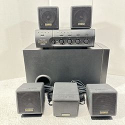 Cambridge Speaker Works 5.1 Receiver (rare) + 5 Cube Speakers + Subwoofer + speaker cables—Easy Setup—Plug & Play