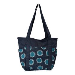NWT Thirty-One 31 Go-To Tote Navy Blue Teal La-Di-Dot Shoulder Bag 100% Cotton