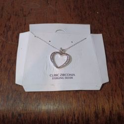 Sterling Heart Diamond Pendant