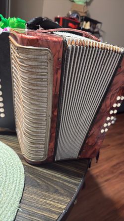Red Marbled Accordion with Strap