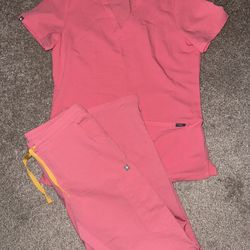FIGS Neon Pink Scrubs Set Casma Scrub Top Yola Skinny Pants XS T Tall