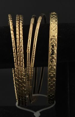Gold Textured Bangle 6-Pack