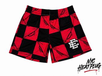 Eric Emanuel Mesh Shorts Red Black Checkered Size L & XL