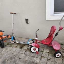 $50 For All Three Little Kids Outdoor Scooter Trike Radio Flyer Tricycle Toddlers