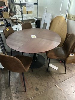 New 47” Round Dining Table and 4 Chairs