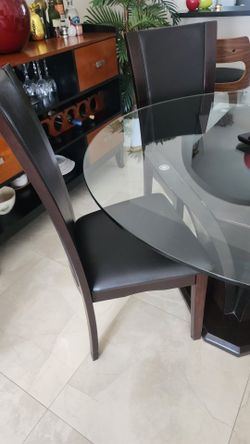 Round Glass Top Dining Table with Chairs