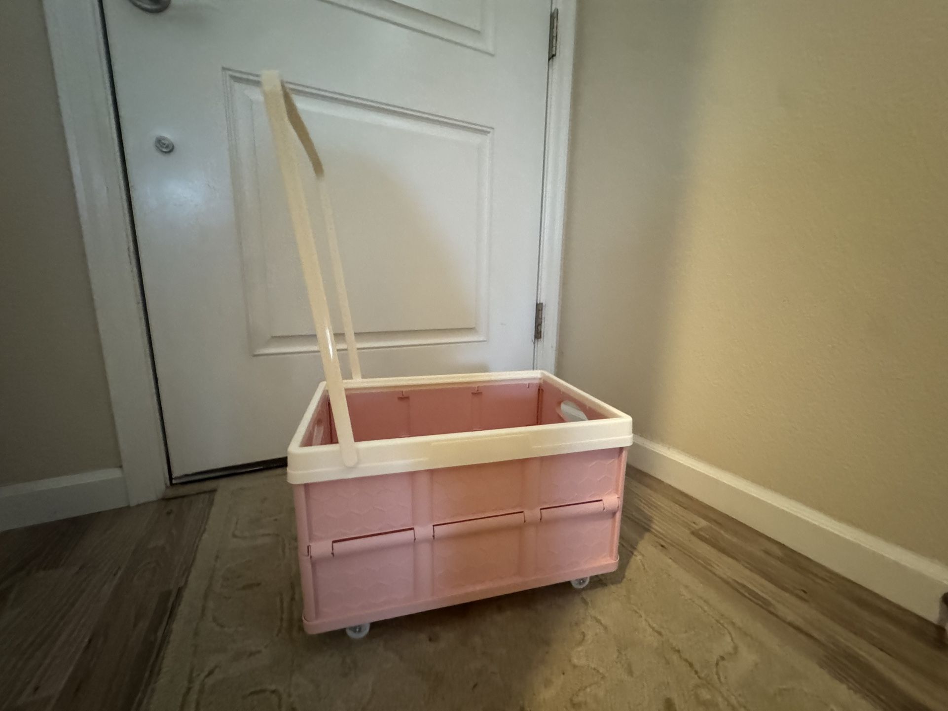 30L Collapsible Storage Bins with Lids: Storage Tote With Wheels Folding Plastic Stackable Utility Crates Plastic Tote Storage Box Container Stackable