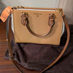 Michael Kors Camel And White Purse