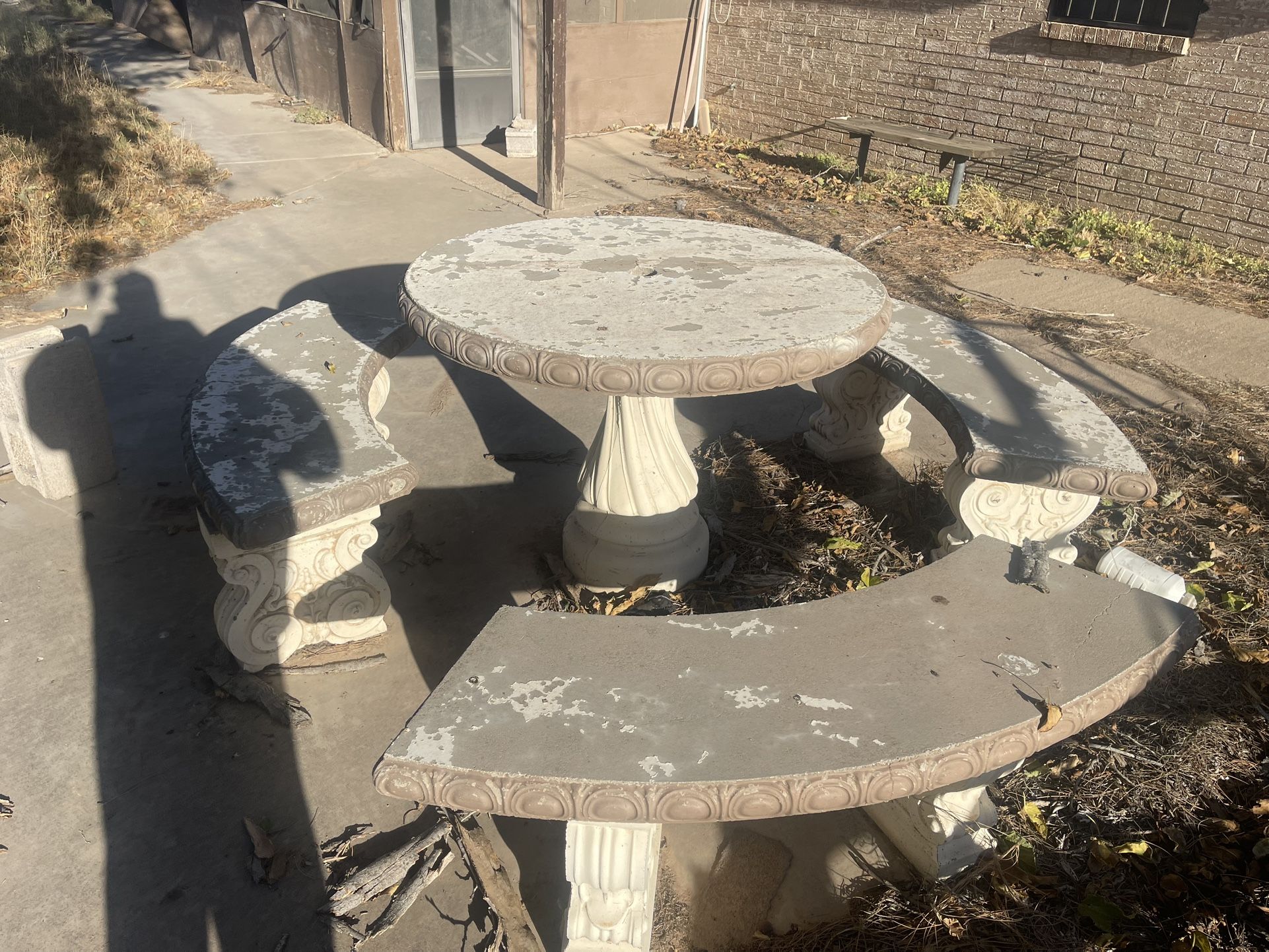 Outdoor Concrete Table With Curved Bench Seating