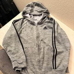 Adidas size 10 12 M boys medium zipper hoodie gray