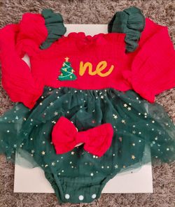 Baby Girls One Year Christmas Outfit