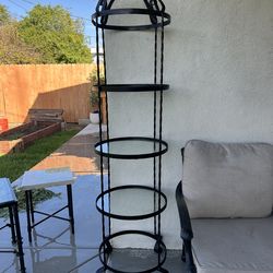 6ft wrought iron plant stand with glass shelves