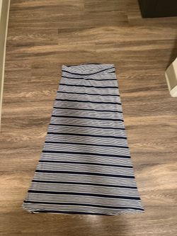 Large Hot Kiss Navy and White Striped Maxi Skirt