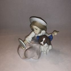 Lladro Girl With Mirror And Puppy